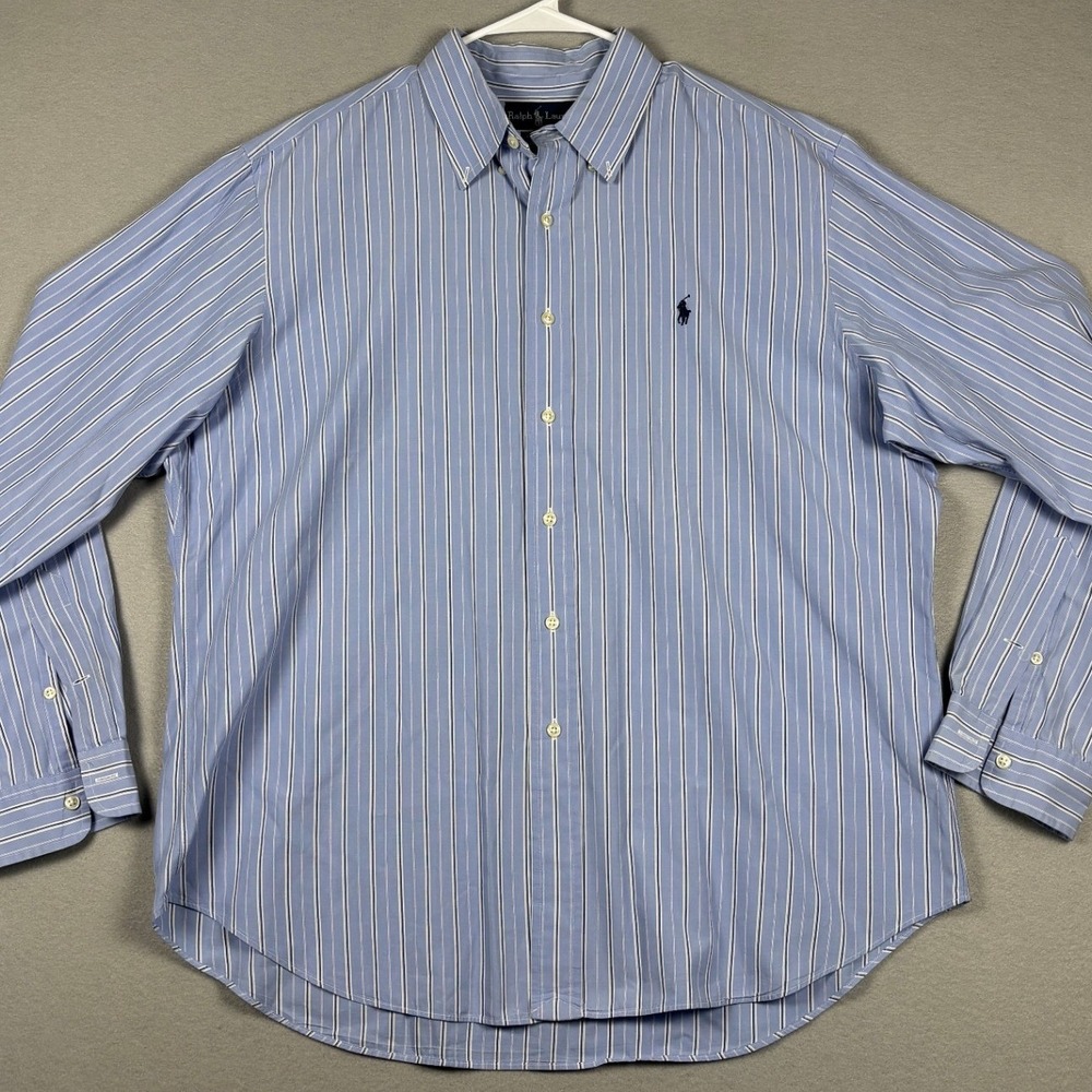 Ralph Lauren Classic Fit Button Down Shirt Striped XL Blue